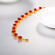 Load image into Gallery viewer, Red Rose Flower Bracelet