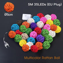 Load image into Gallery viewer, Rattan Ball String Lights