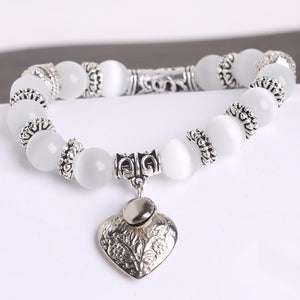 Cat Eye Bead Heart Bracelet