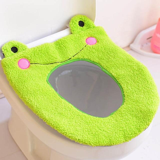 Cartoon Washable Toilet Mat Portable Toilet Seat Cover Warmer Bathroom Accessories Plush Toilet Cushion